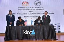 Signing Ceremony between Government of Malaysia and AALCO on 7th February 2018